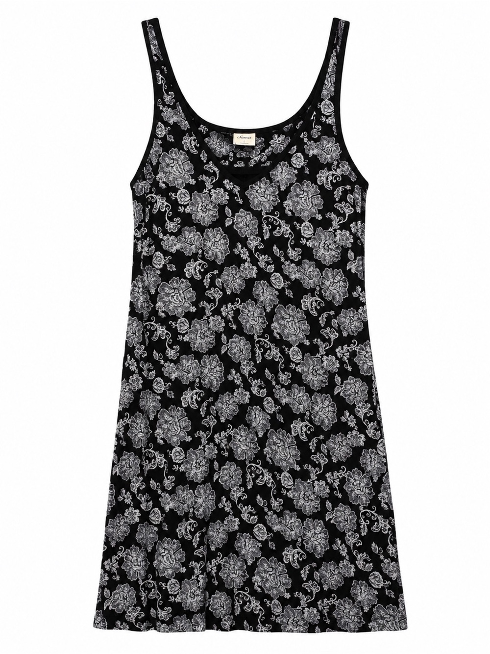 Soma Black Floral-Print Scoop Neck Chemise
